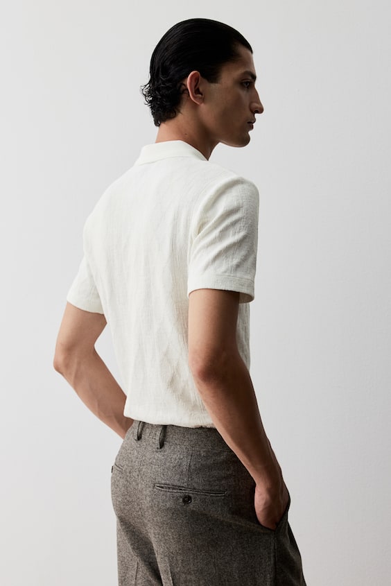 HM Strukturiertes Poloshirt in Slim Fit Großer Ausverkauf