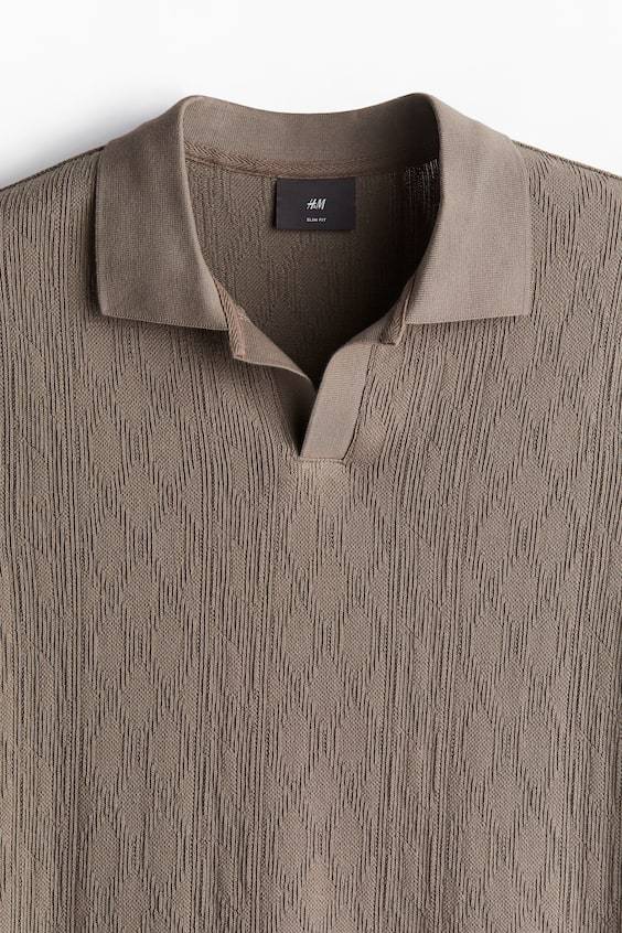HM Strukturiertes Poloshirt in Slim Fit Auslauf