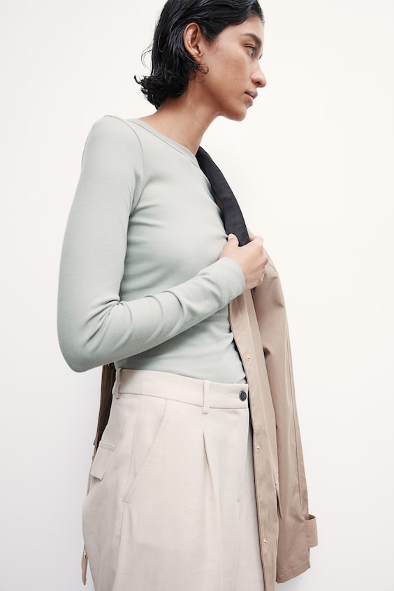 HM Geripptes Shirt aus Modalmix Fabrik Onlineshop