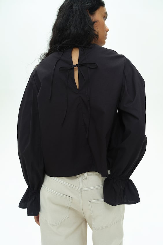 HM Baumwollbluse mit Bindedetail Sonderangebot