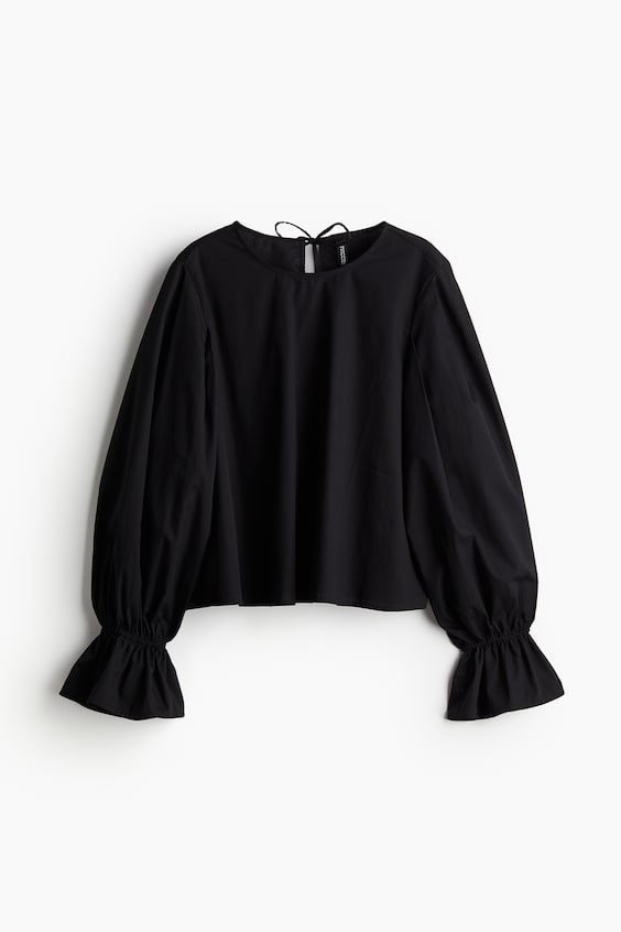 HM Baumwollbluse mit Bindedetail Sonderangebot
