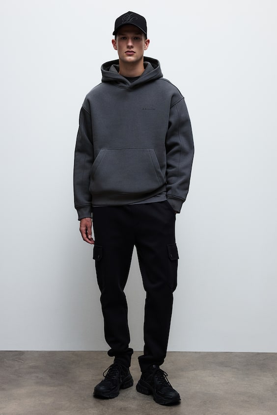 HM Bedruckter Hoodie in Oversized Fit Große Rabatte