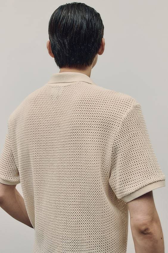 HM Poloshirt im Häkellook in Regular Fit Neuheiten
