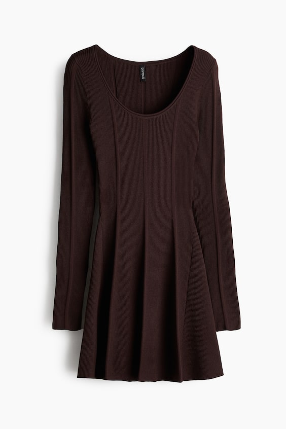 HM Flared-skirt rib-knit mini dress Discount Store für neue Produkte