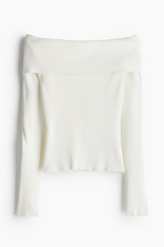 HM Schulterfreies Shirt in Rippstrick Fabrikladen