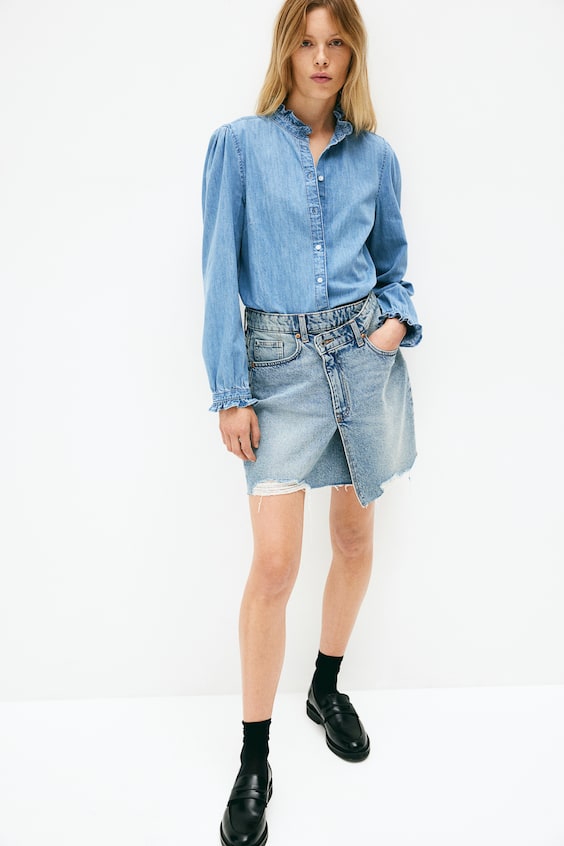 HM Denimbluse mit Volants Begrenzt auf 3 Tage