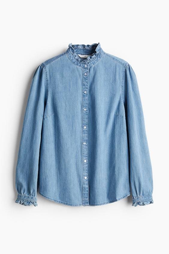 HM Denimbluse mit Volants Begrenzt auf 3 Tage