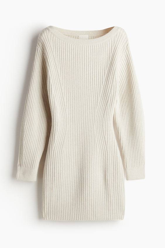 HM Geripptes Kleid mit U-Boot-Ausschnitt Outlet