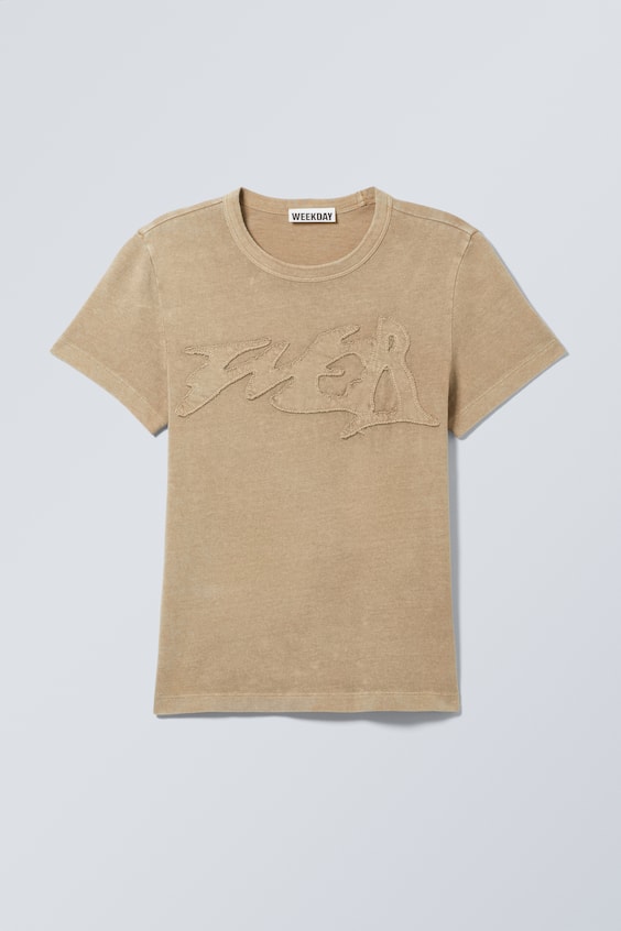 HM Körperbetontes T-Shirt mit Aufdruck Zeitlich begrenztes Angebot