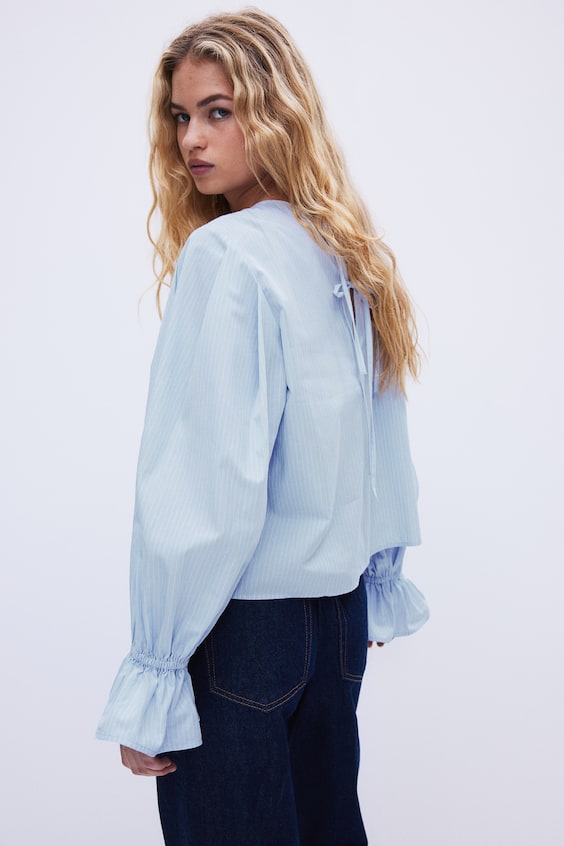 HM Baumwollbluse mit Bindedetail Bis zu 50% Rabatt