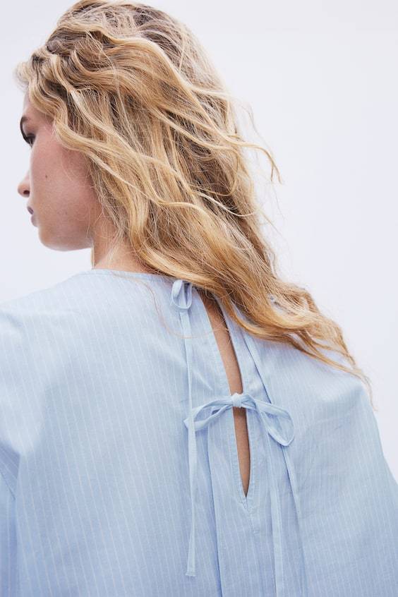HM Baumwollbluse mit Bindedetail Bis zu 50% Rabatt