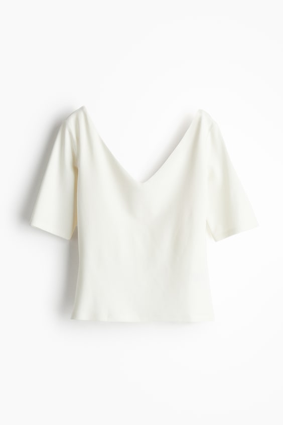 HM V-neck jersey top Schlussverkauf