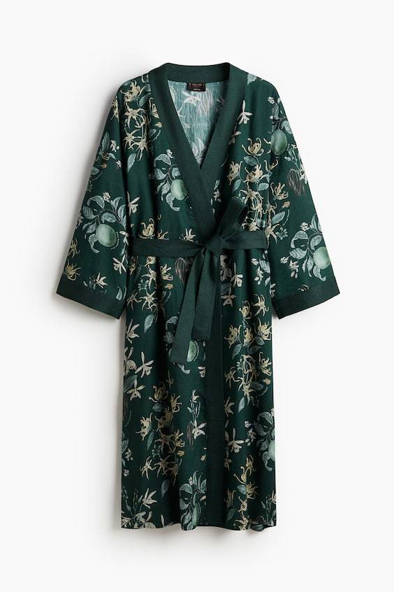 HM Morgenmantel mit Botanikprint Online Outlet