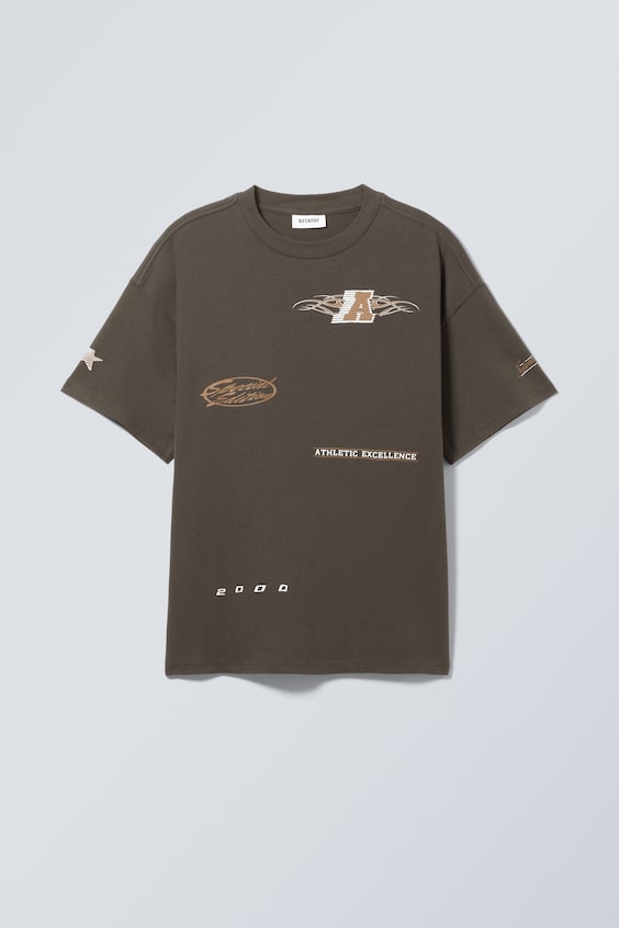 HM Bedrucktes kastiges T-Shirt Fabrikverkauf
