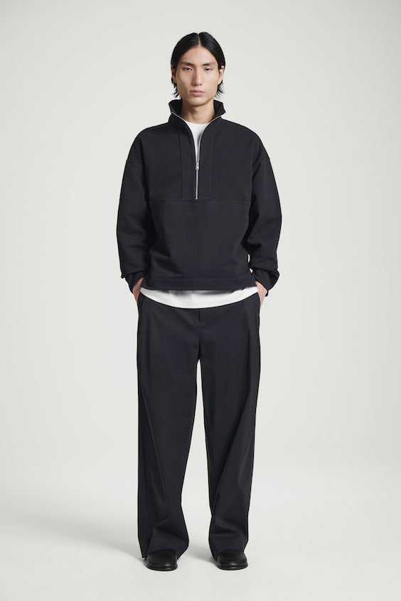 HM SWEATSHIRT AUS TWILL MIT KURZEM REISSVERSCHLUSS Versandkostenfrei