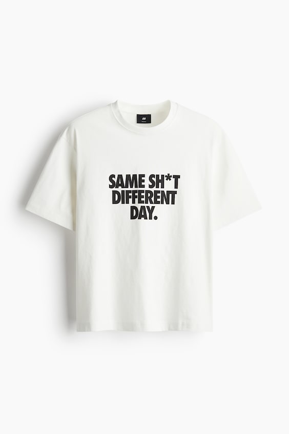 HM Bedrucktes T-Shirt in Loose Fit Räumungsverkauf