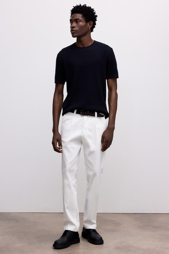 HM T-Shirt in Rippstrick Regular Fit Im Verkauf