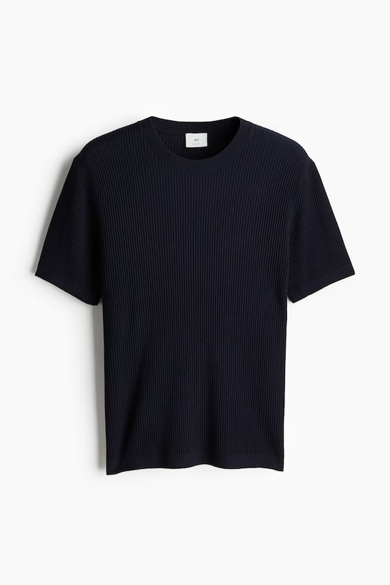 HM T-Shirt in Rippstrick Regular Fit Im Verkauf