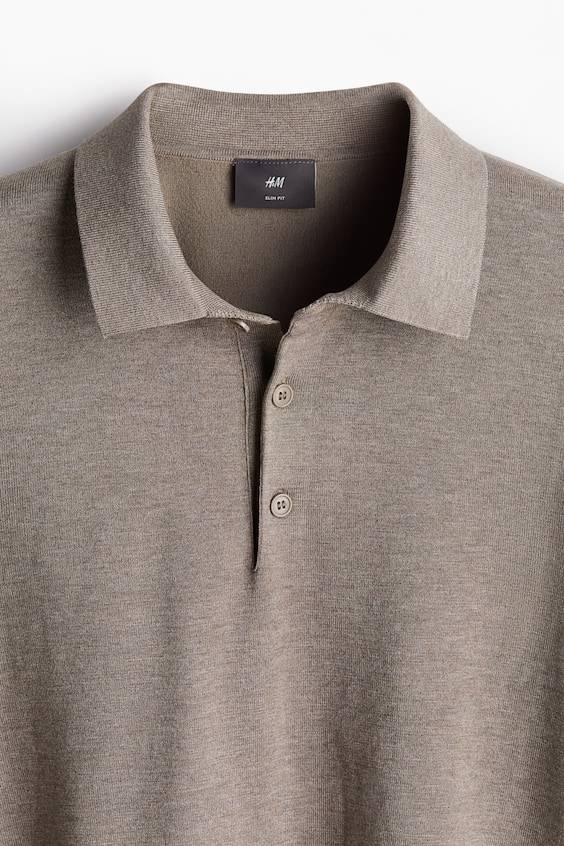 HM Feinstrick-Poloshirt in Slim Fit im Angebot