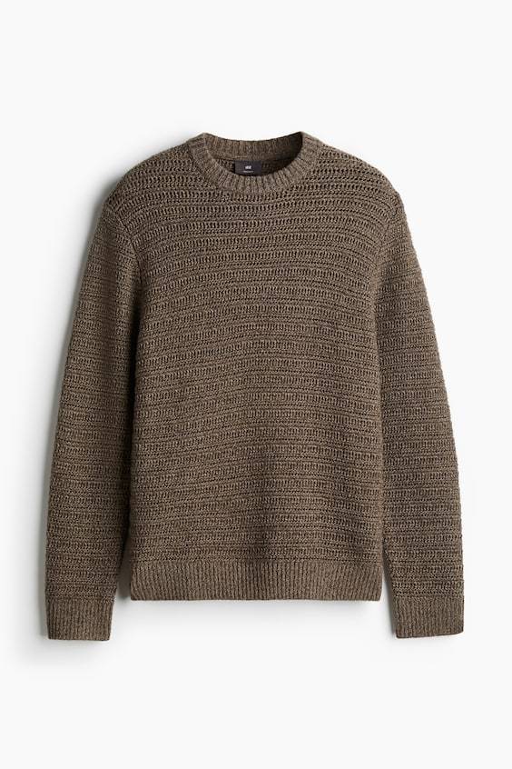 HM Pointellestrick-Pullover aus Wollmix Regular Fit Fabrik Onlineshop
