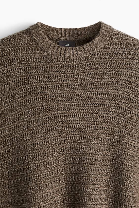 HM Pointellestrick-Pullover aus Wollmix Regular Fit Fabrik Onlineshop