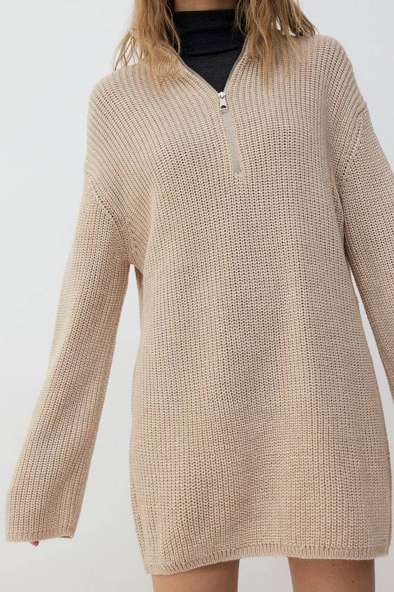 HM Schwerstrickpullover mit kurzem Zipper Sonderangebote