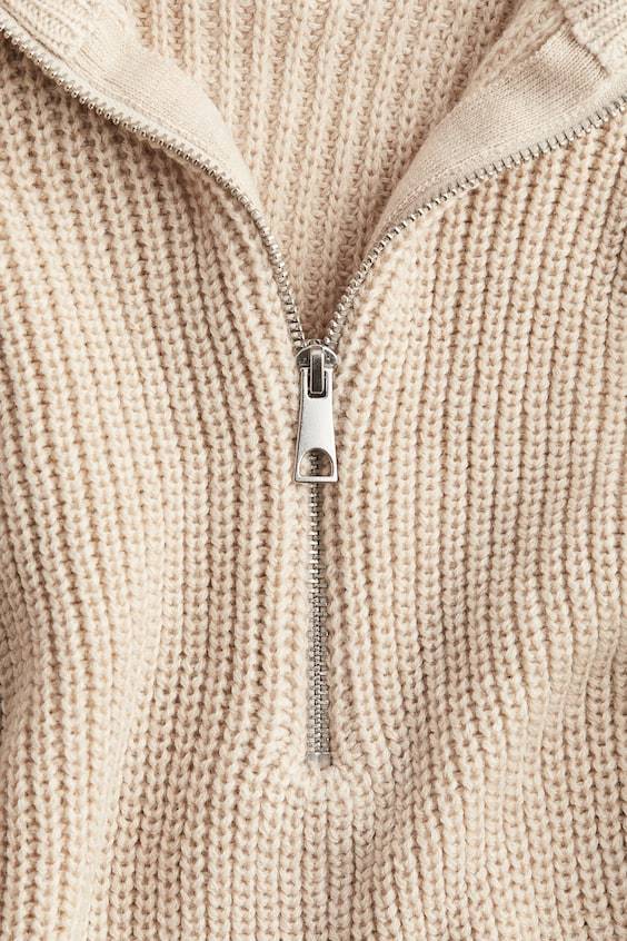 HM Schwerstrickpullover mit kurzem Zipper Sonderangebote