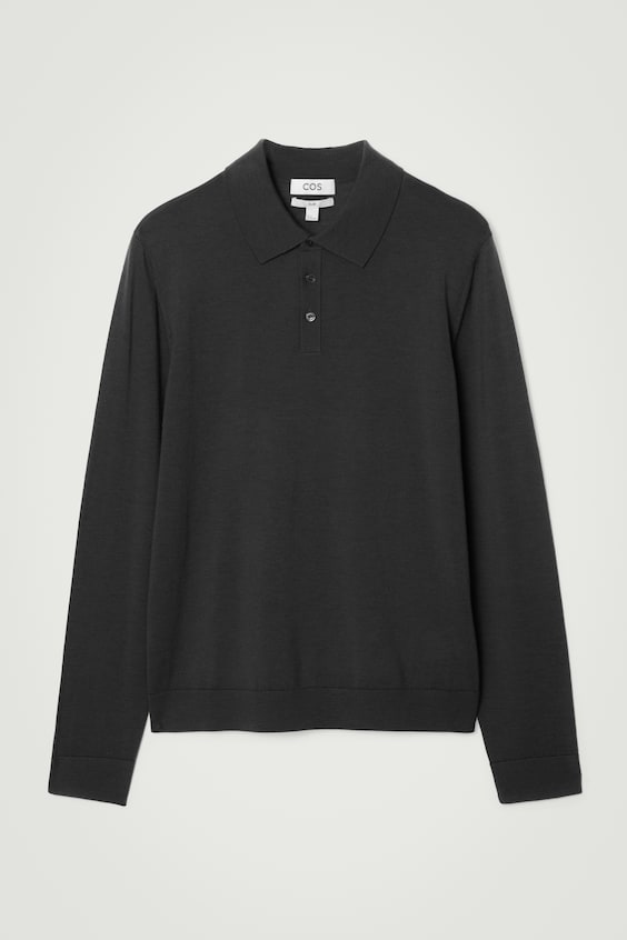 HM SCHMAL GESCHNITTENES POLOSHIRT AUS MERINOWOLLE Sonderangebot der Fabrik