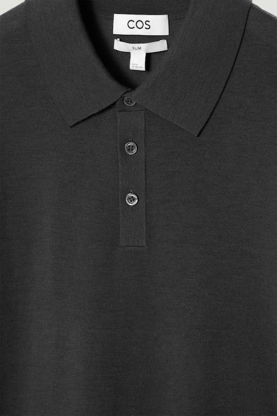 HM SCHMAL GESCHNITTENES POLOSHIRT AUS MERINOWOLLE Sonderangebot der Fabrik