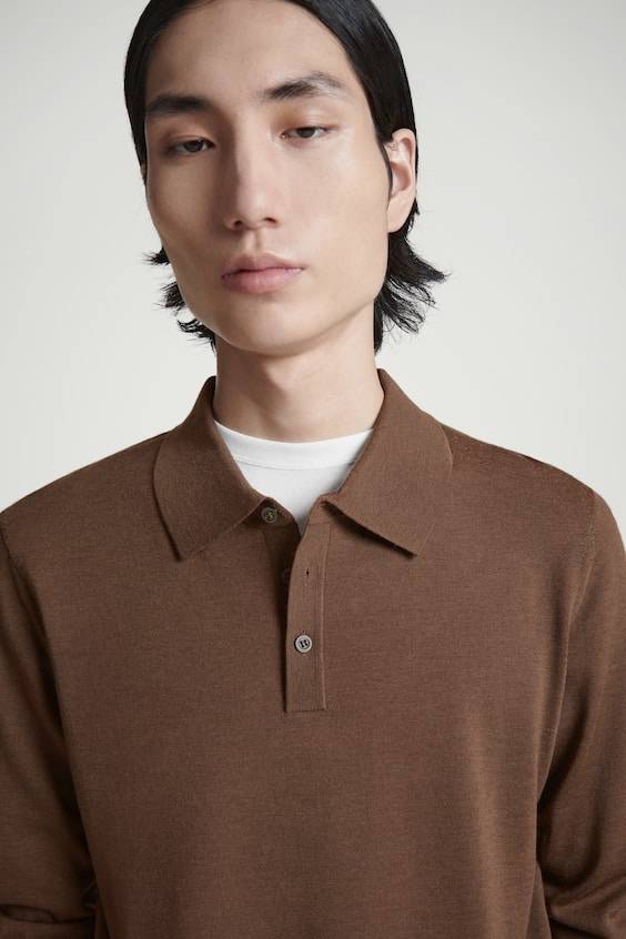 HM SCHMAL GESCHNITTENES POLOSHIRT AUS MERINOWOLLE Super Rabatt