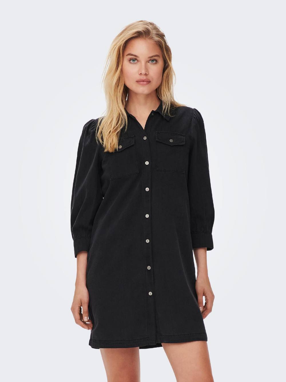 ONLY Shirt Dress 'ONLFELICA' in Black Denim Neueste Mode