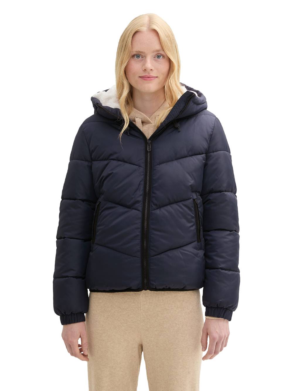 TOM TAILOR DENIM Winter Jacket in Dark Blue Tiefpreis