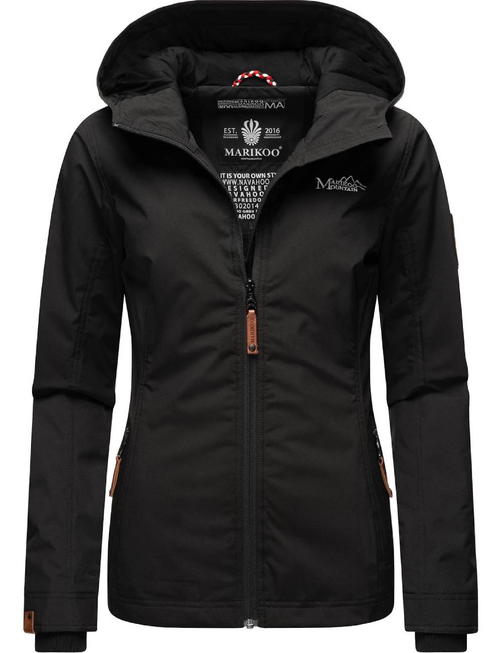 MARIKOO Between-Season Jacket 'Brombeere' in Black Kostenlose Rückgabe