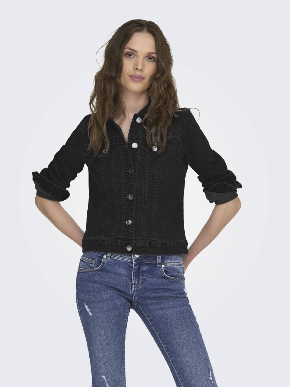 ONLY Between-Season Jacket 'MAGIC' in Mottled Black Neueste Stile