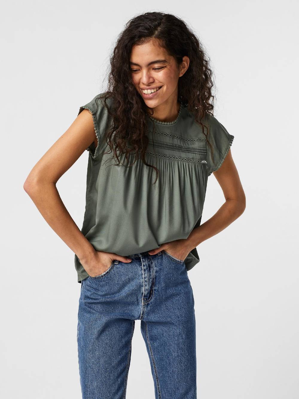VERO MODA Blouse 'VMDebbie' in Green Bis zu 65% Rabatt
