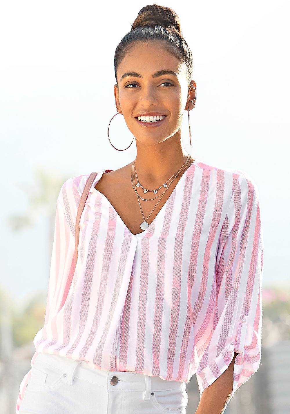 LASCANA Blouse in Pink, Pink Auslauf