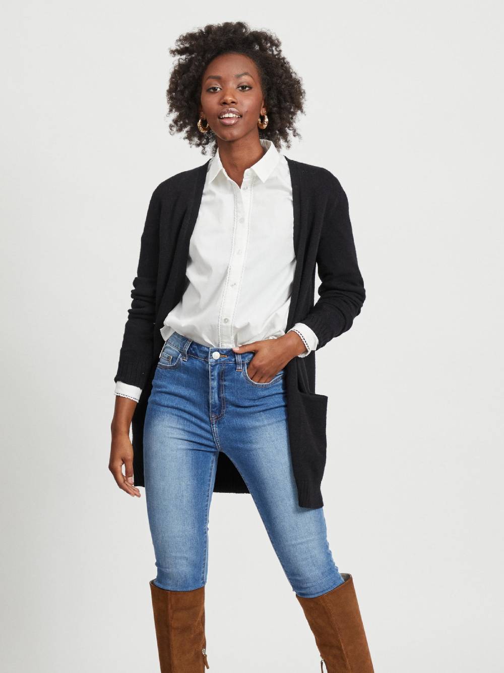 VILA Knit Cardigan 'Ril' in Black Zeitlich begrenztes Angebot
