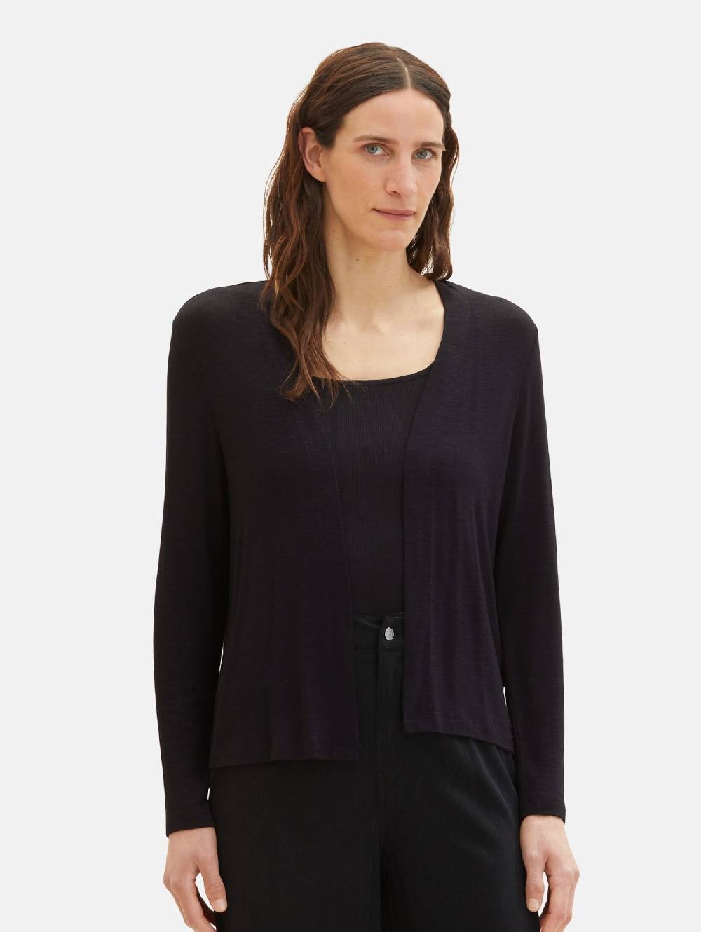 TOM TAILOR Knit Cardigan in Black Riesige Ersparnisse