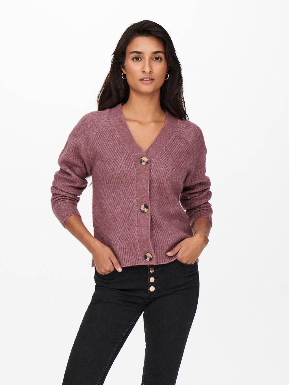 ONLY Knit Cardigan 'ONLCarol' in Mottled Pink VIP-Rabatte