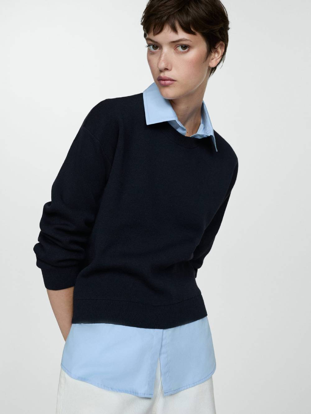 MANGO Sweater 'FEDE' in Navy, Light Blue Bis zu 50% Rabatt