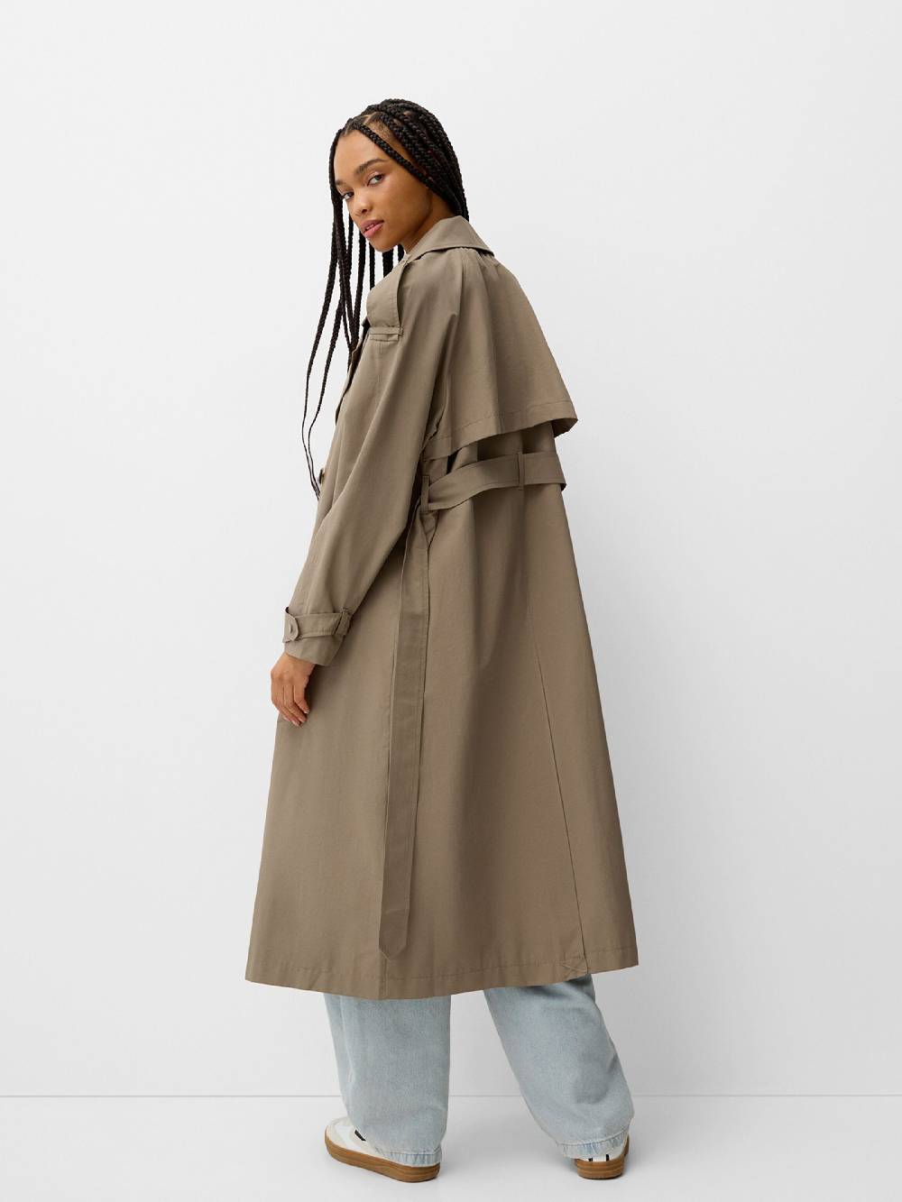 Bershka Between-Seasons Coat in Dark Beige Großer Ausverkauf