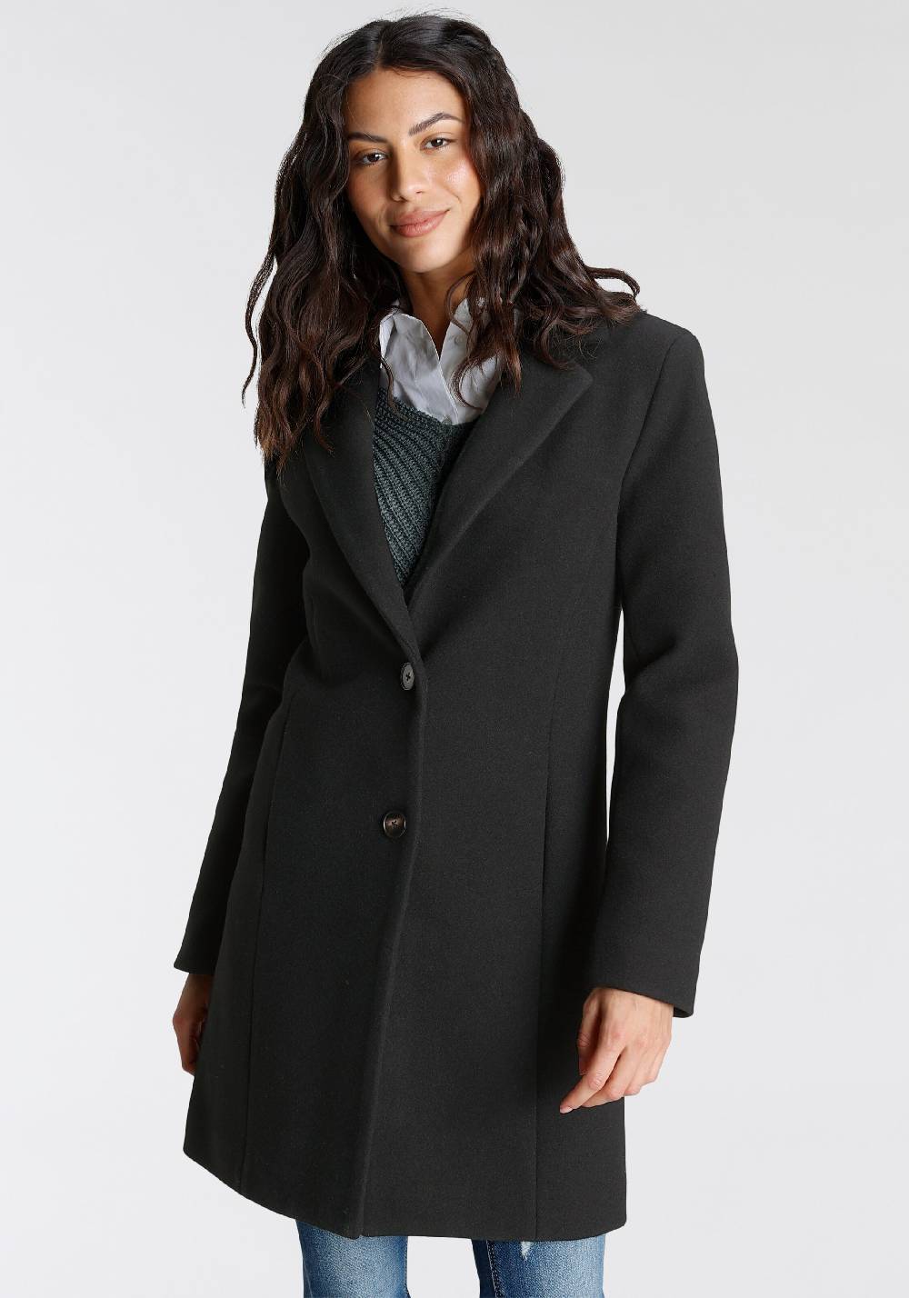 LAURA SCOTT Between-Seasons Coat in Black Preisnachlass
