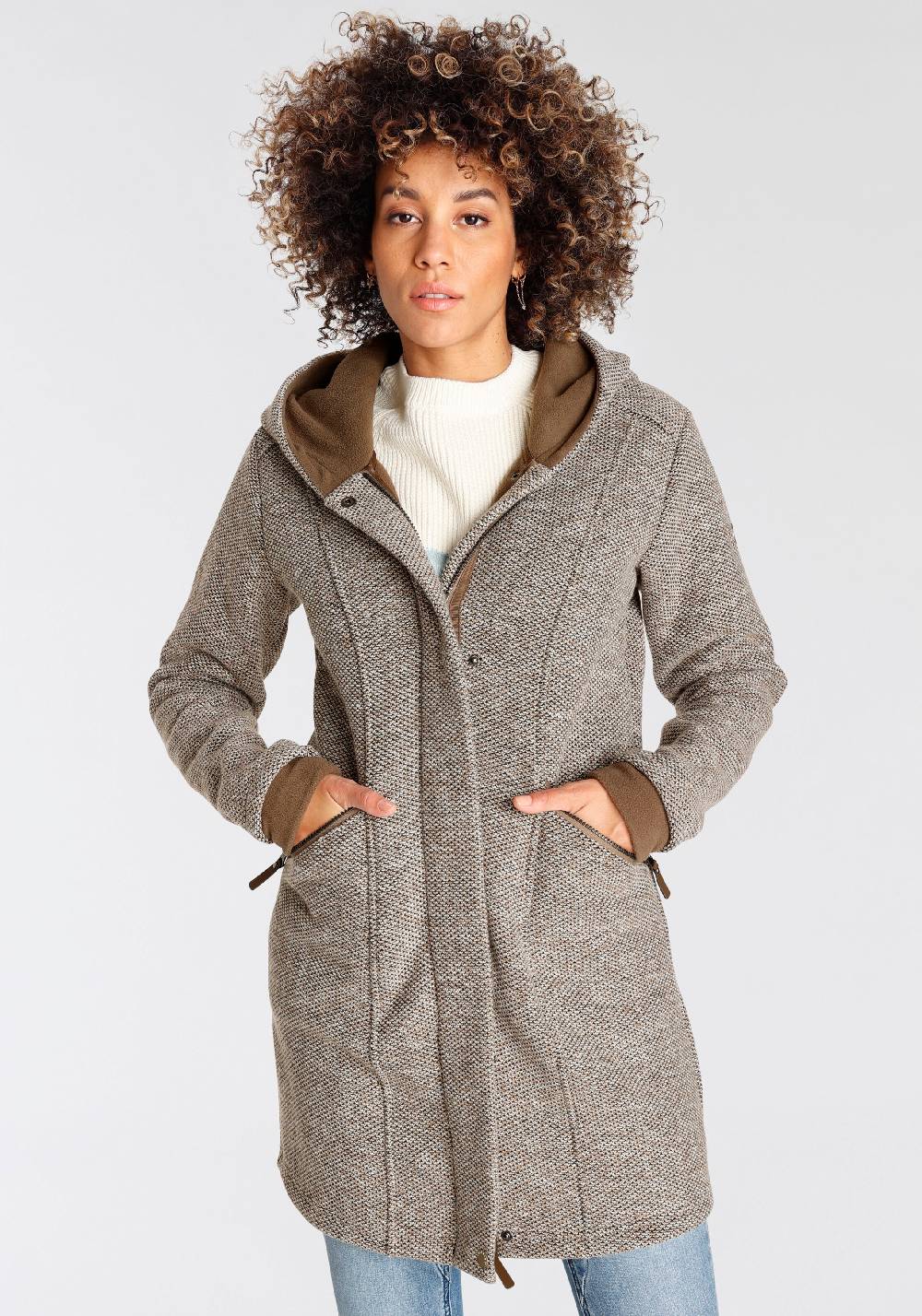 POLARINO Between-Seasons Coat in Brown Valentinstagsangebot