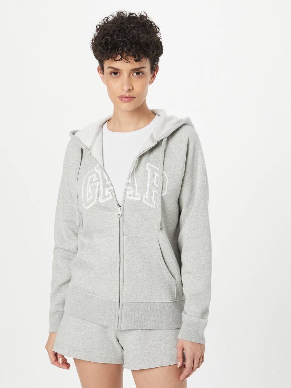 GAP Zip-Up Hoodie in Mottled Grey Bis zu 50% Rabatt