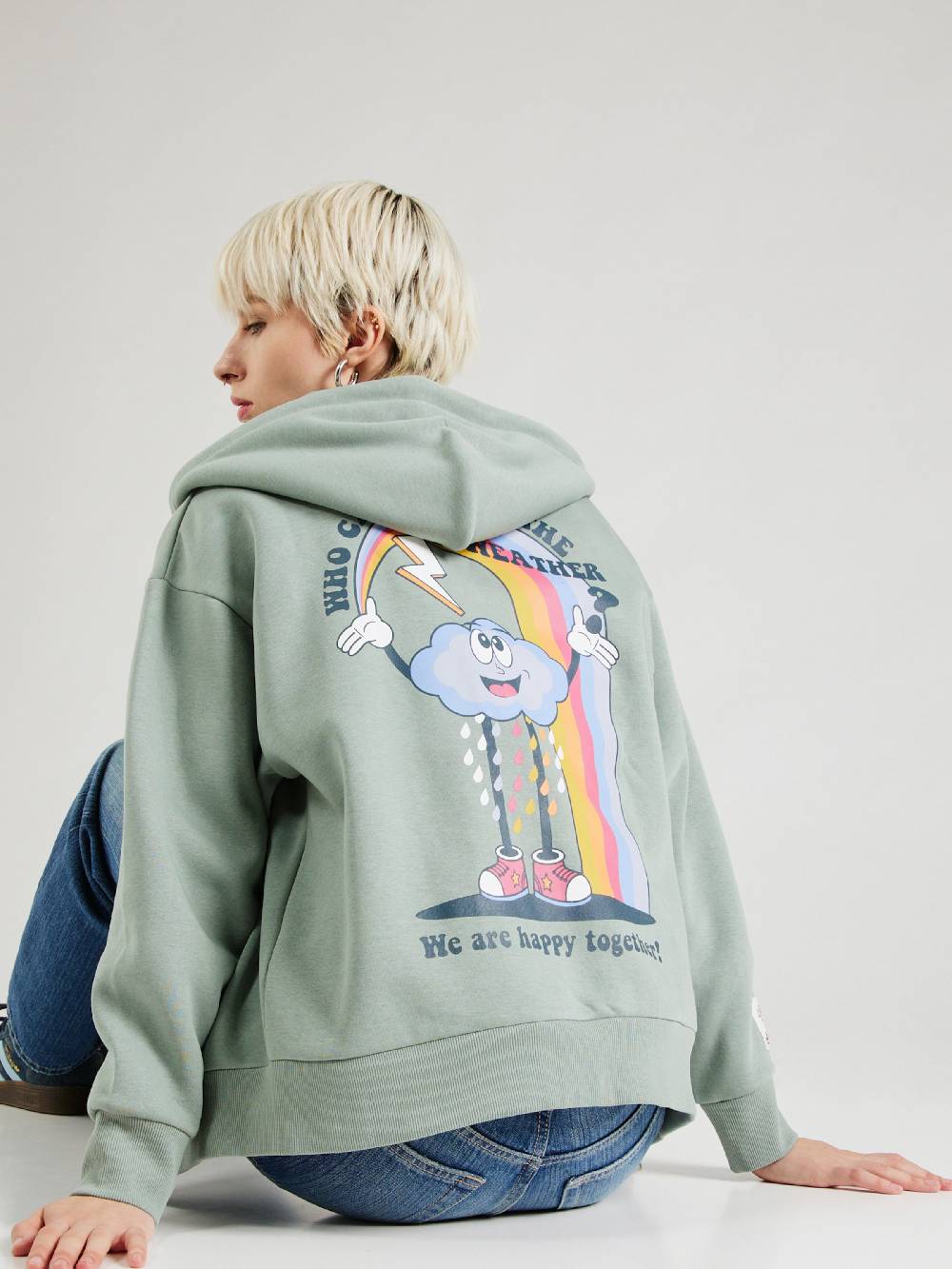 Eight2Nine Zip-Up Hoodie in Mint Clearance-Verkauf