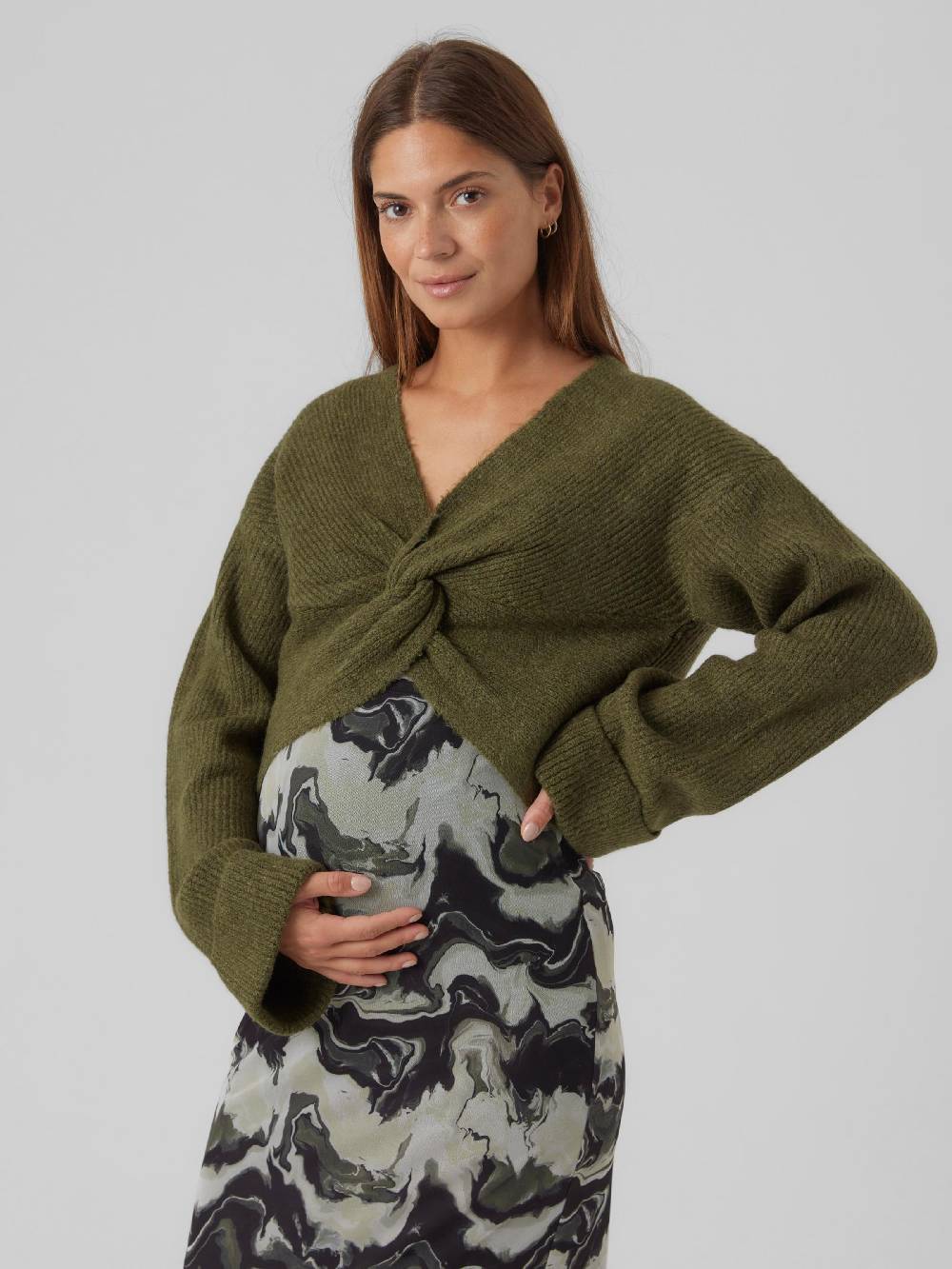 MAMALICIOUS Sweater 'MLSvala' in Dark Green Fabrikverkauf