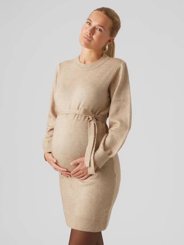 MAMALICIOUS Knitted dress 'New Anne' in Mottled Beige Kostenloser Versand