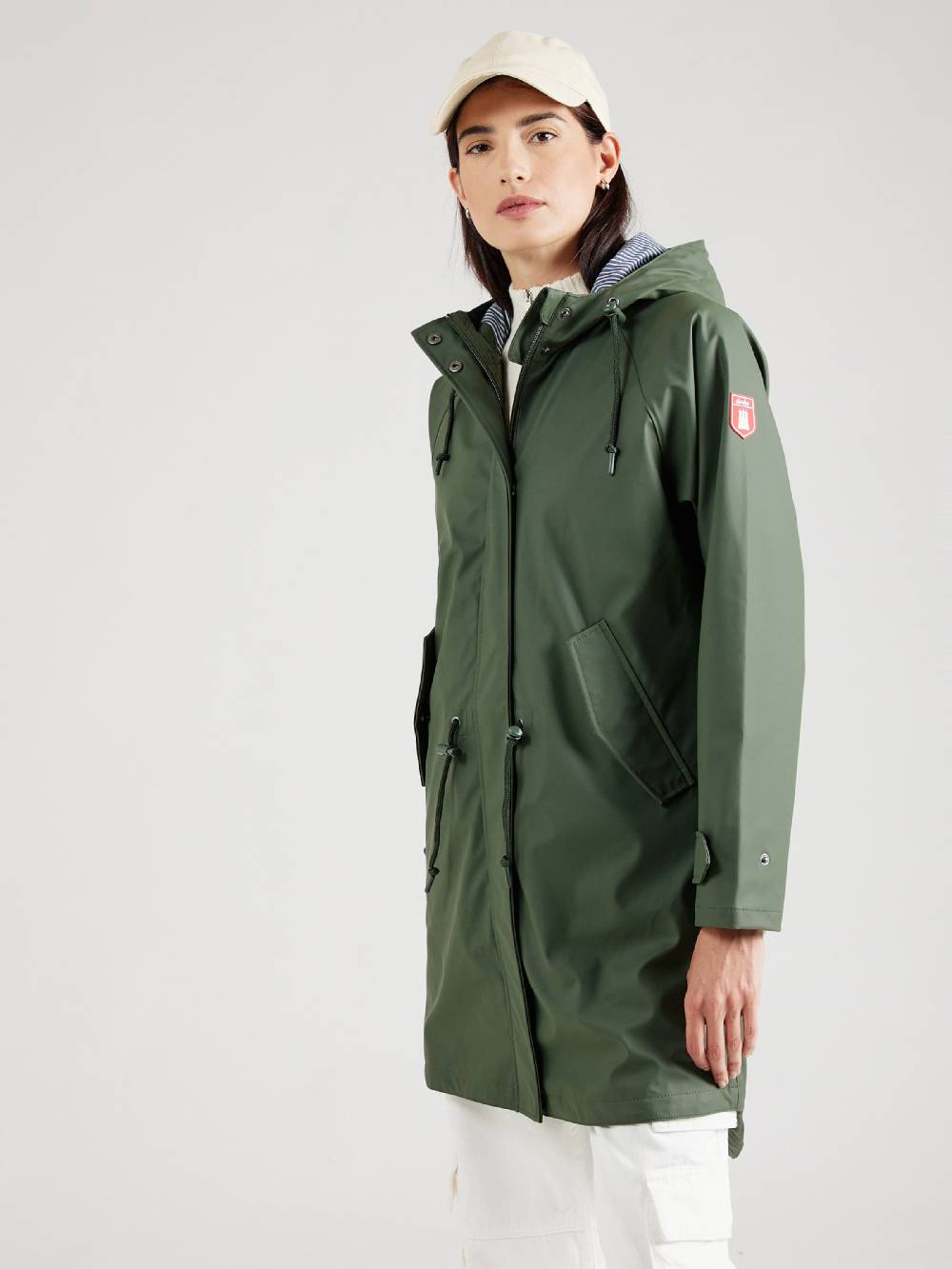 Derbe Raincoat 'Travel Friese' in Olive Vatertagsangebot