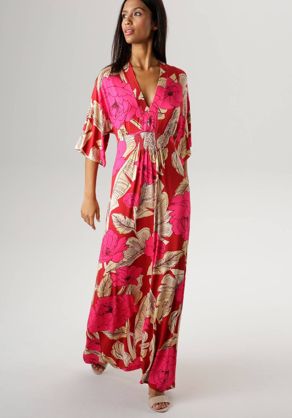 Aniston SELECTED Summer Dress in Dark Red zollfrei