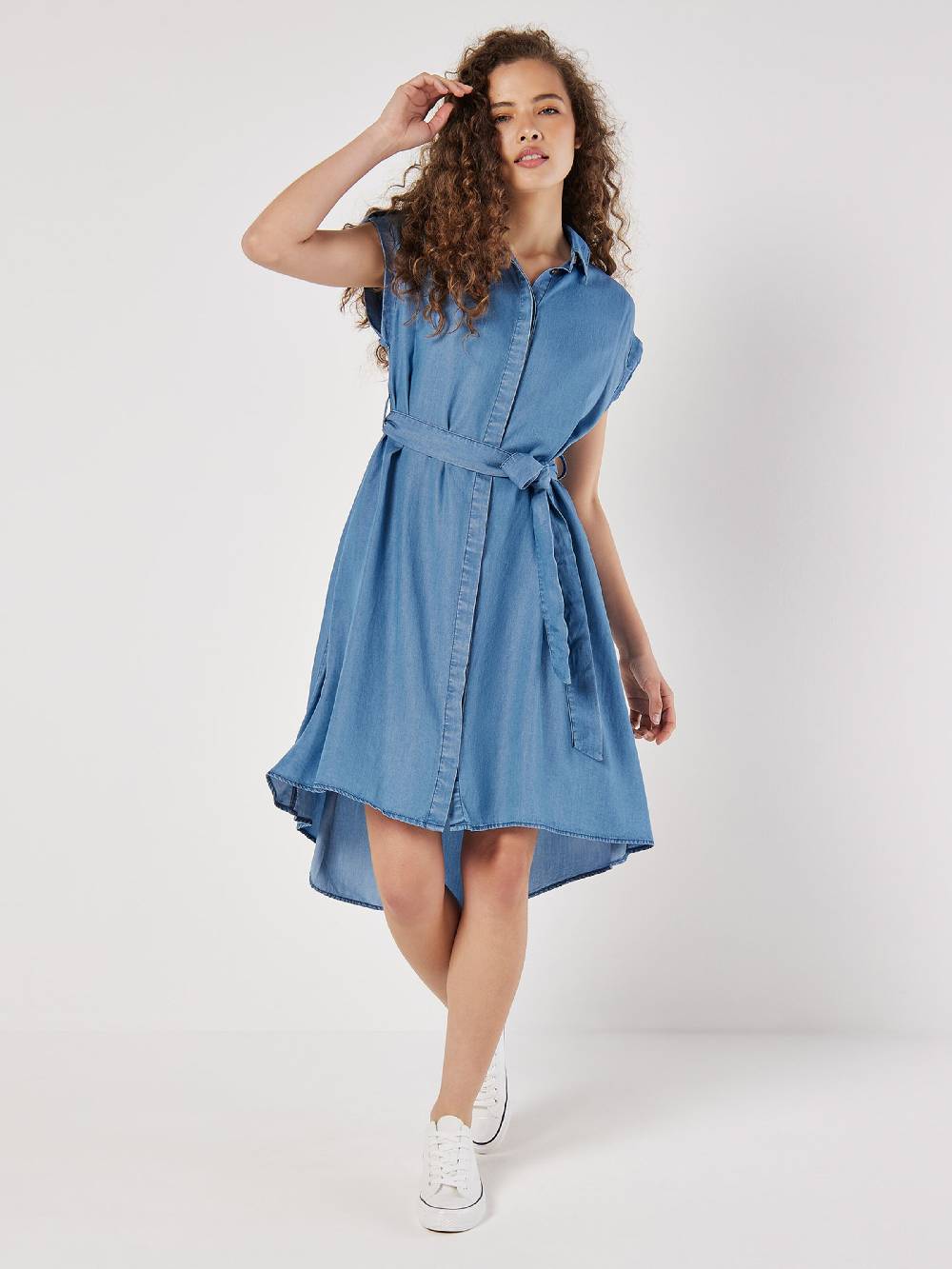 Apricot Shirt Dress in Blue Tiefpreis